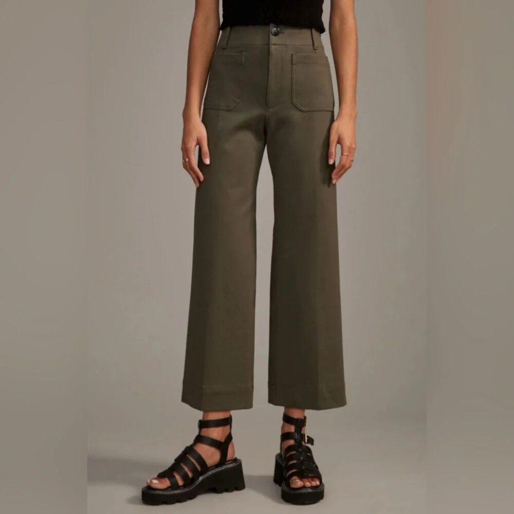 Maeve Anthropologie The Colette Pants High Rise Wide Leg Olive Green Women 30